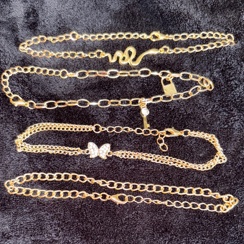 Gold Butterfly Chain Bracelet Set